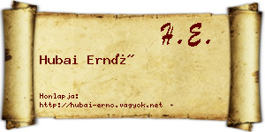 Hubai Ernő névjegykártya